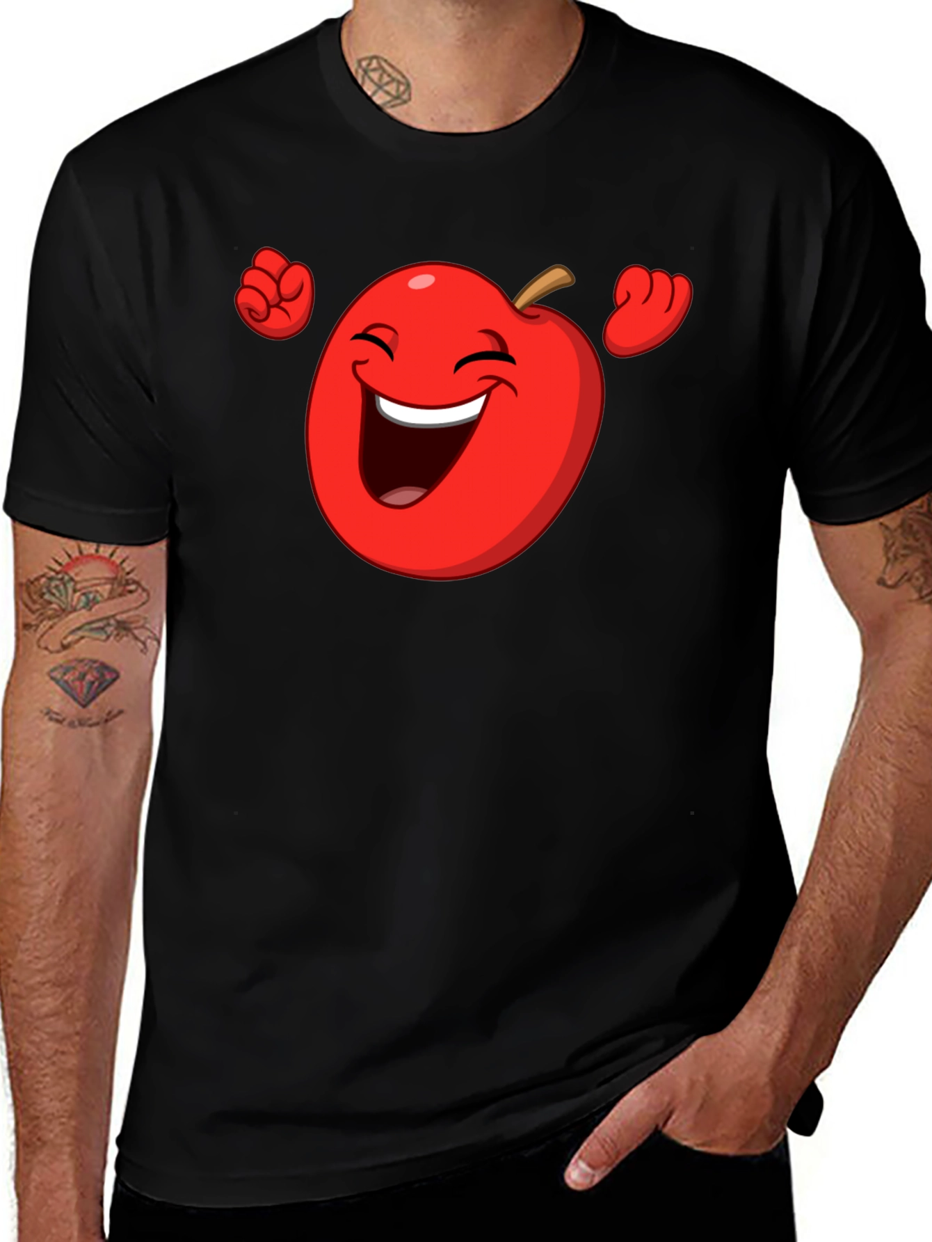 Funny Apple Cartoon Graphic T-Shirt
