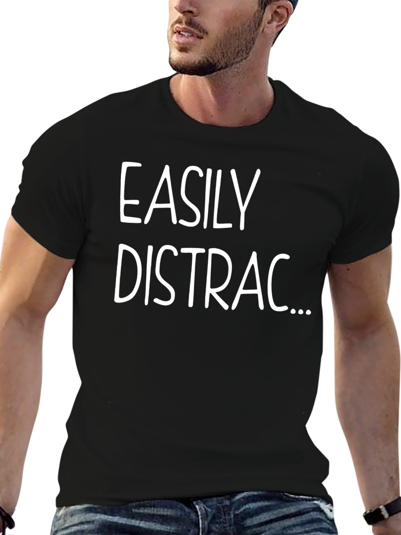 Easily Distracted T-Shirt - Black Casual Tee