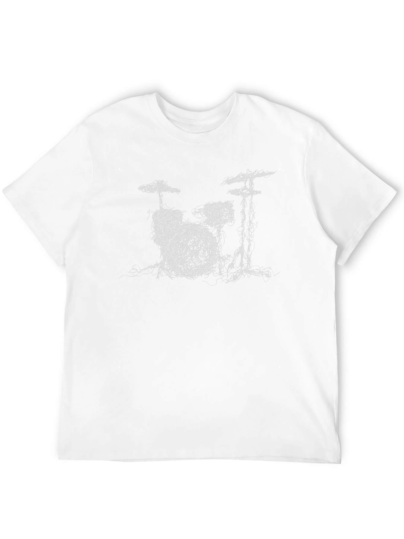 Drum Kit Sketch Graphic Tee - Black Cotton