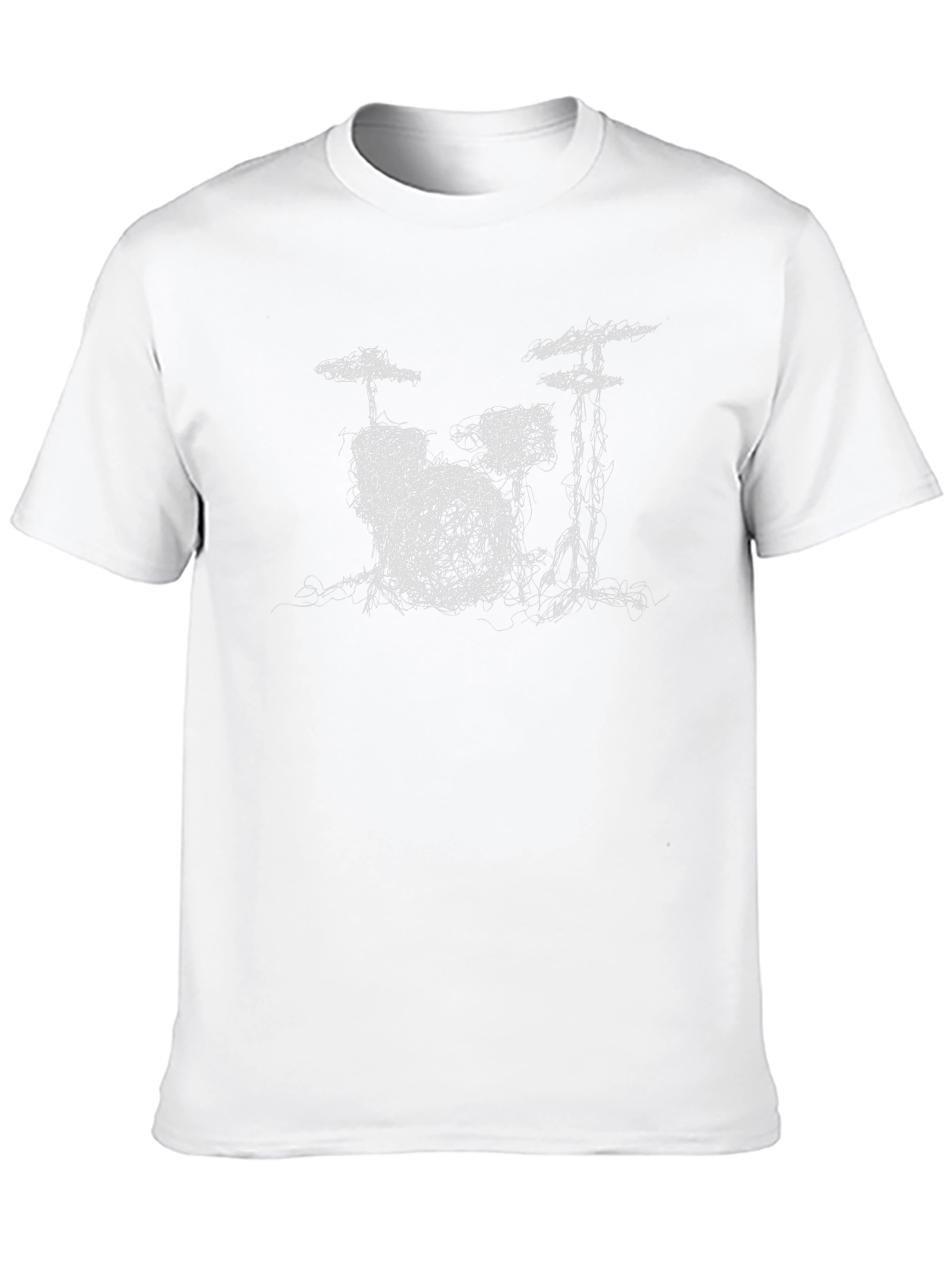 Drum Kit Sketch Graphic Tee - Black Cotton