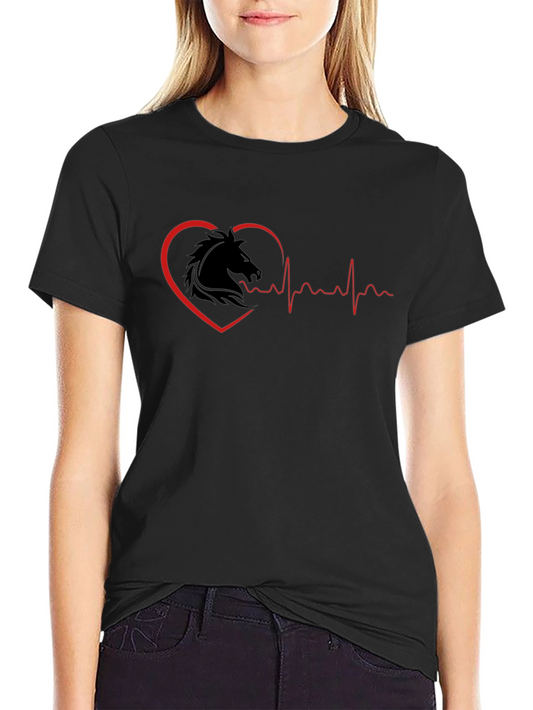 Horse Heartbeat T-Shirt - Equestrian Lover Tee