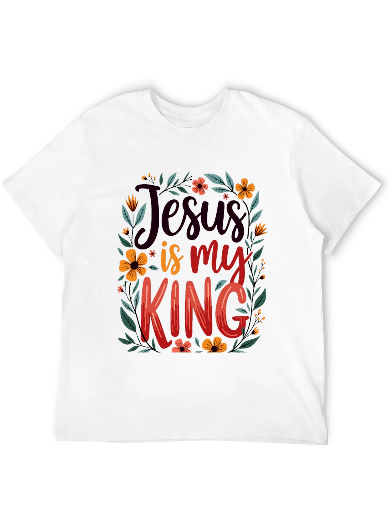 Jesus is My King Floral T-Shirt