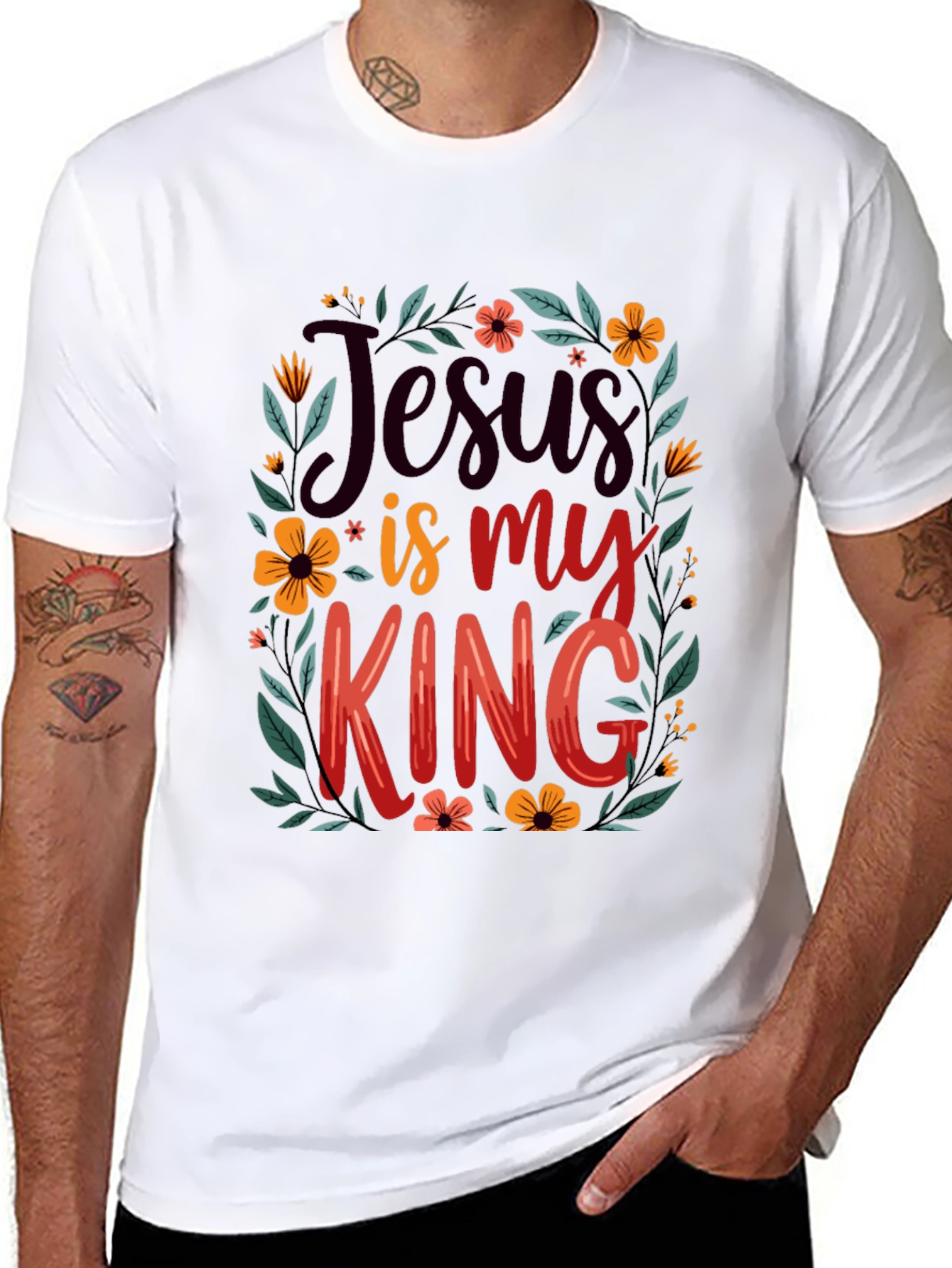 Jesus is My King Floral T-Shirt