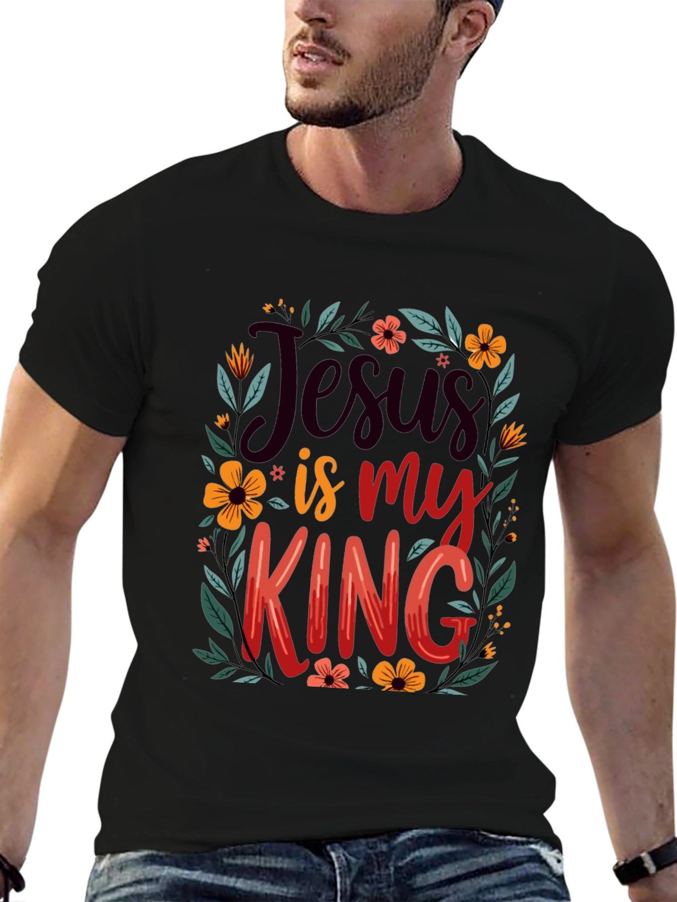 Jesus is My King Floral T-Shirt