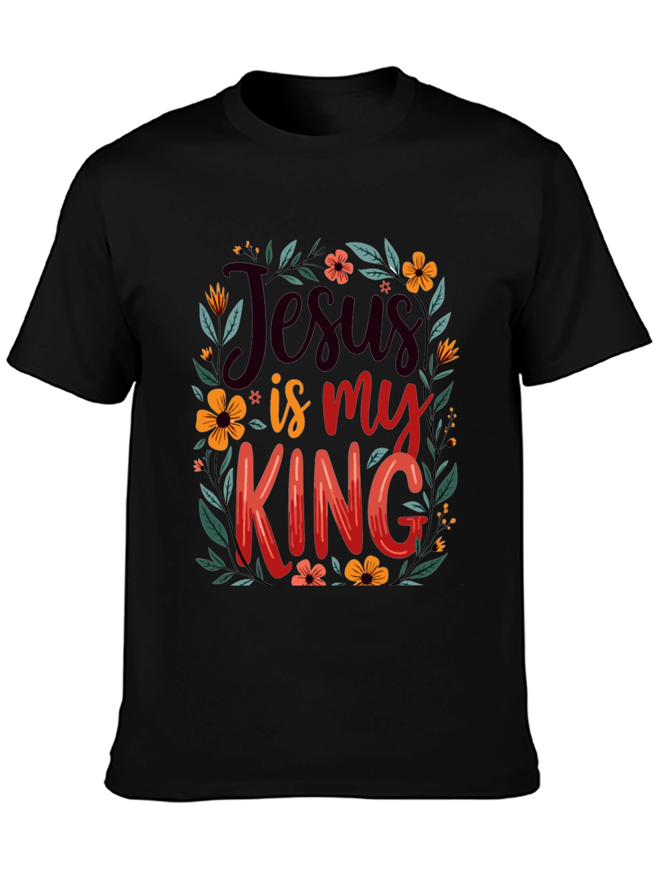 Jesus is My King Floral T-Shirt