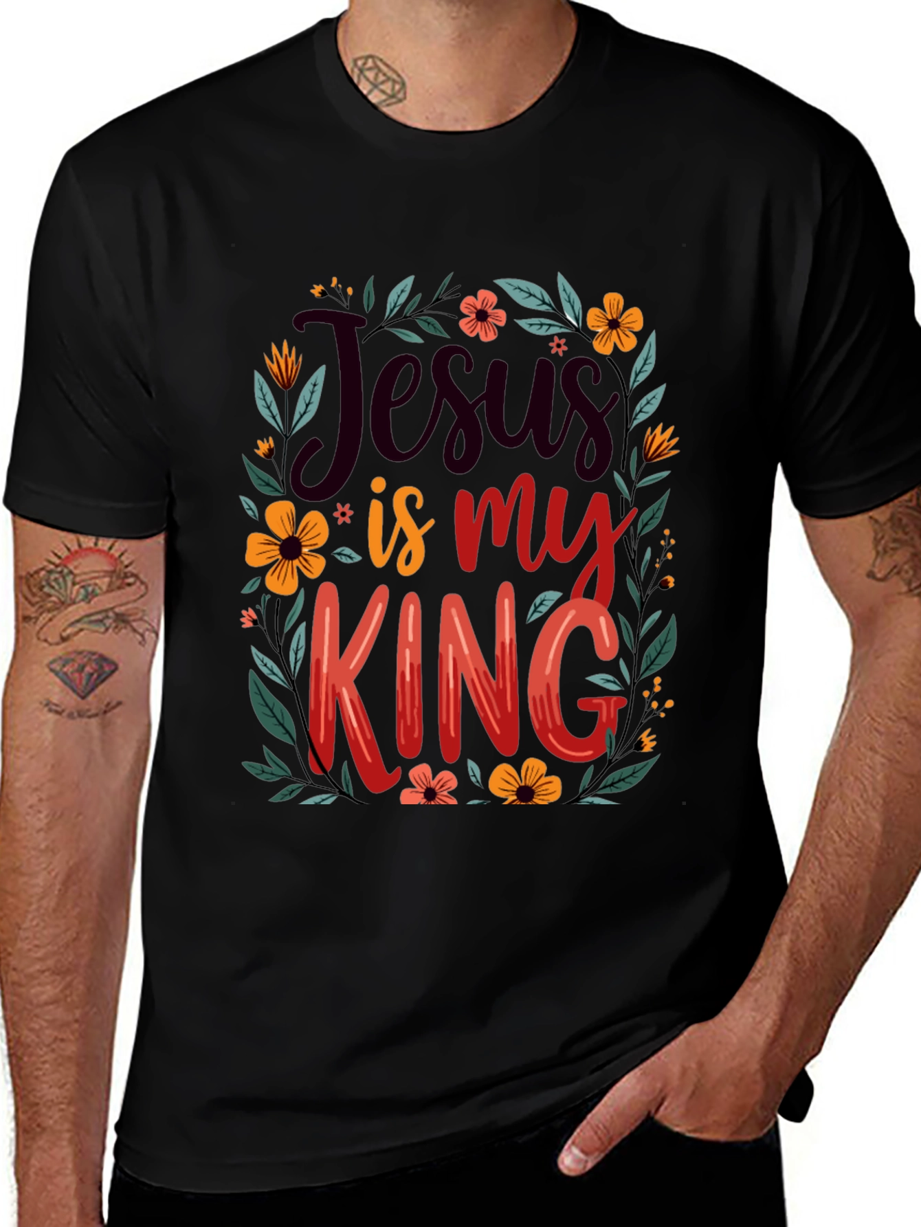 Jesus is My King Floral T-Shirt