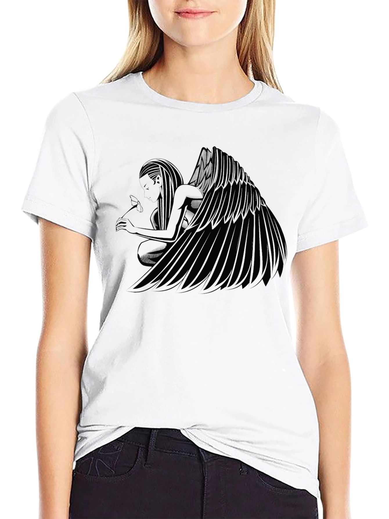 Winged Angel Graphic Tee - Black