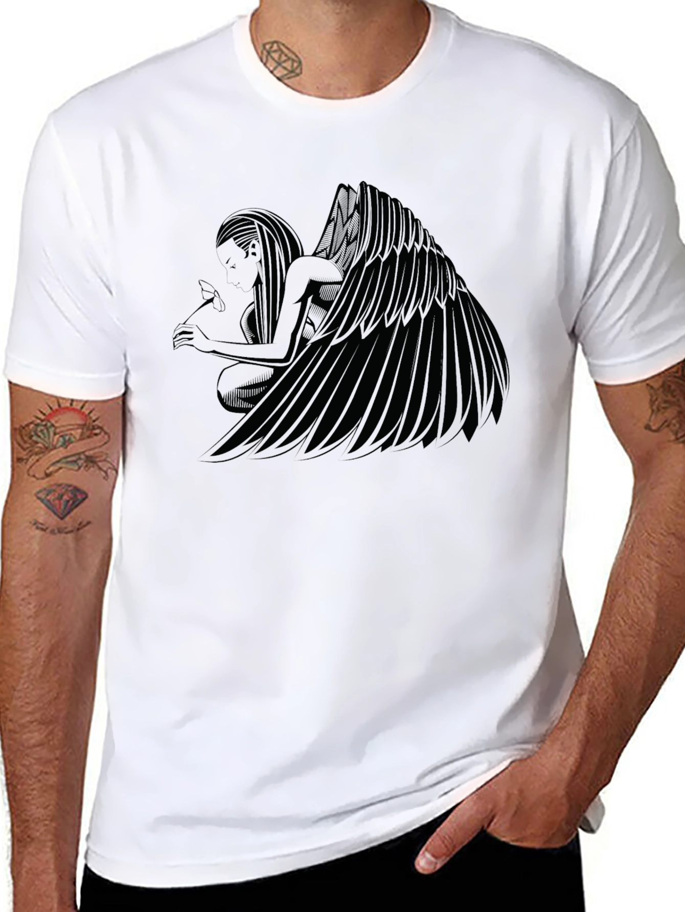 Winged Angel Graphic Tee - Black