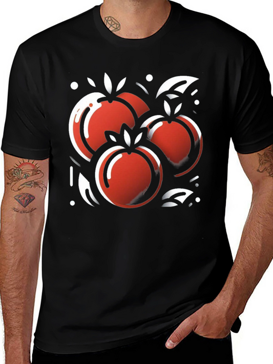 Stylish Black Tee with Artistic Fruit Graphic