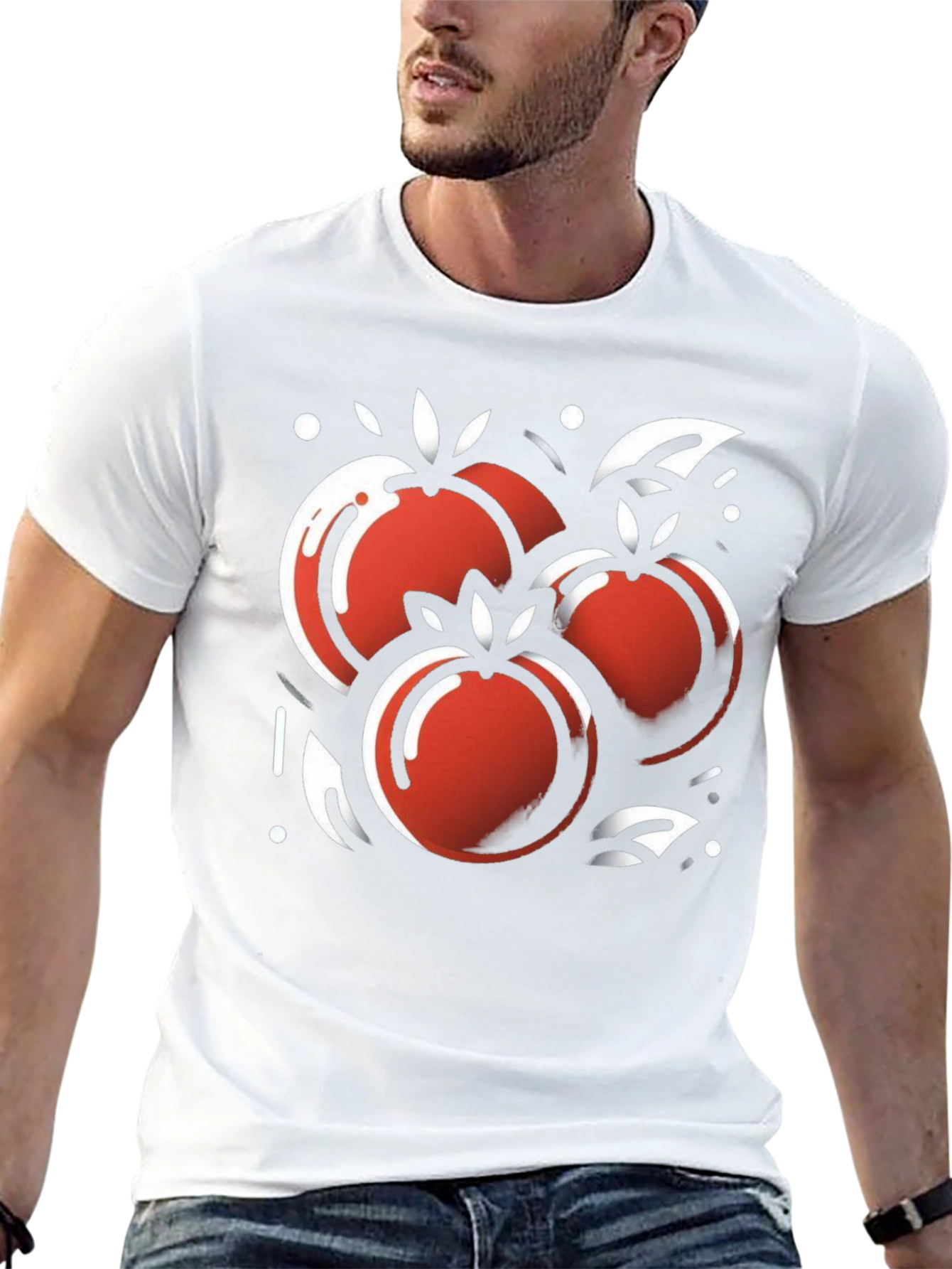 Stylish Black Tee with Artistic Fruit Graphic