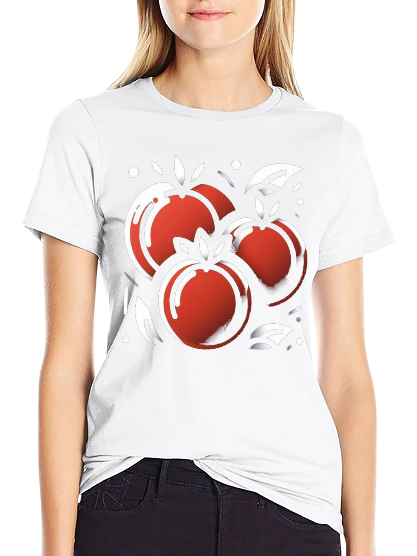 Stylish Black Tee with Artistic Fruit Graphic
