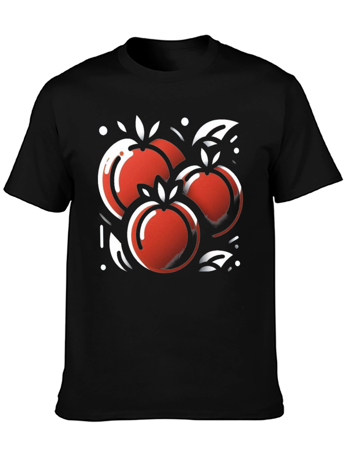 Stylish Black Tee with Artistic Fruit Graphic