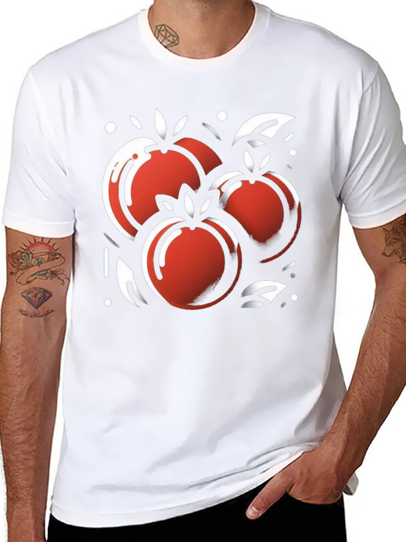Stylish Black Tee with Artistic Fruit Graphic