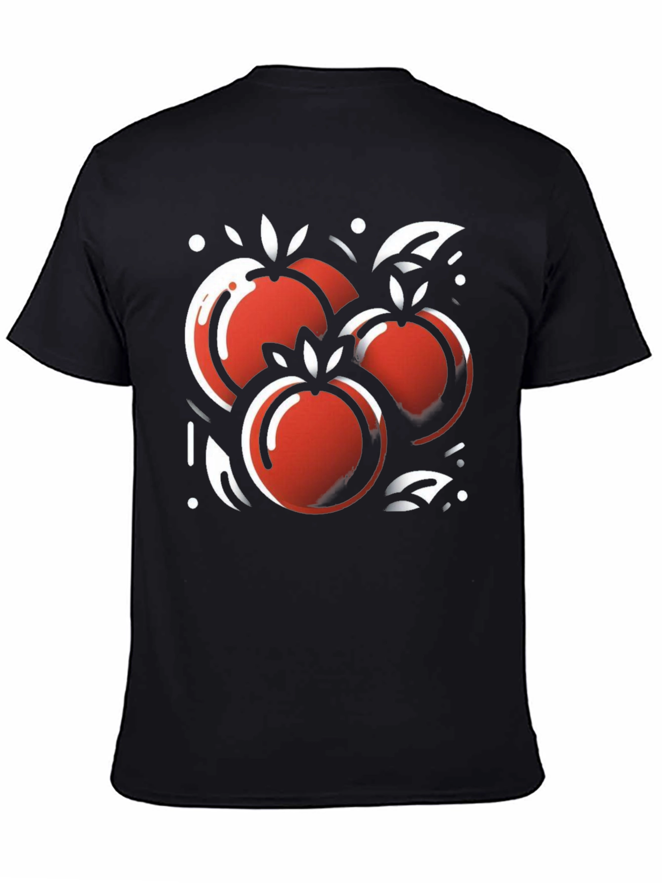Stylish Black Tee with Artistic Fruit Graphic