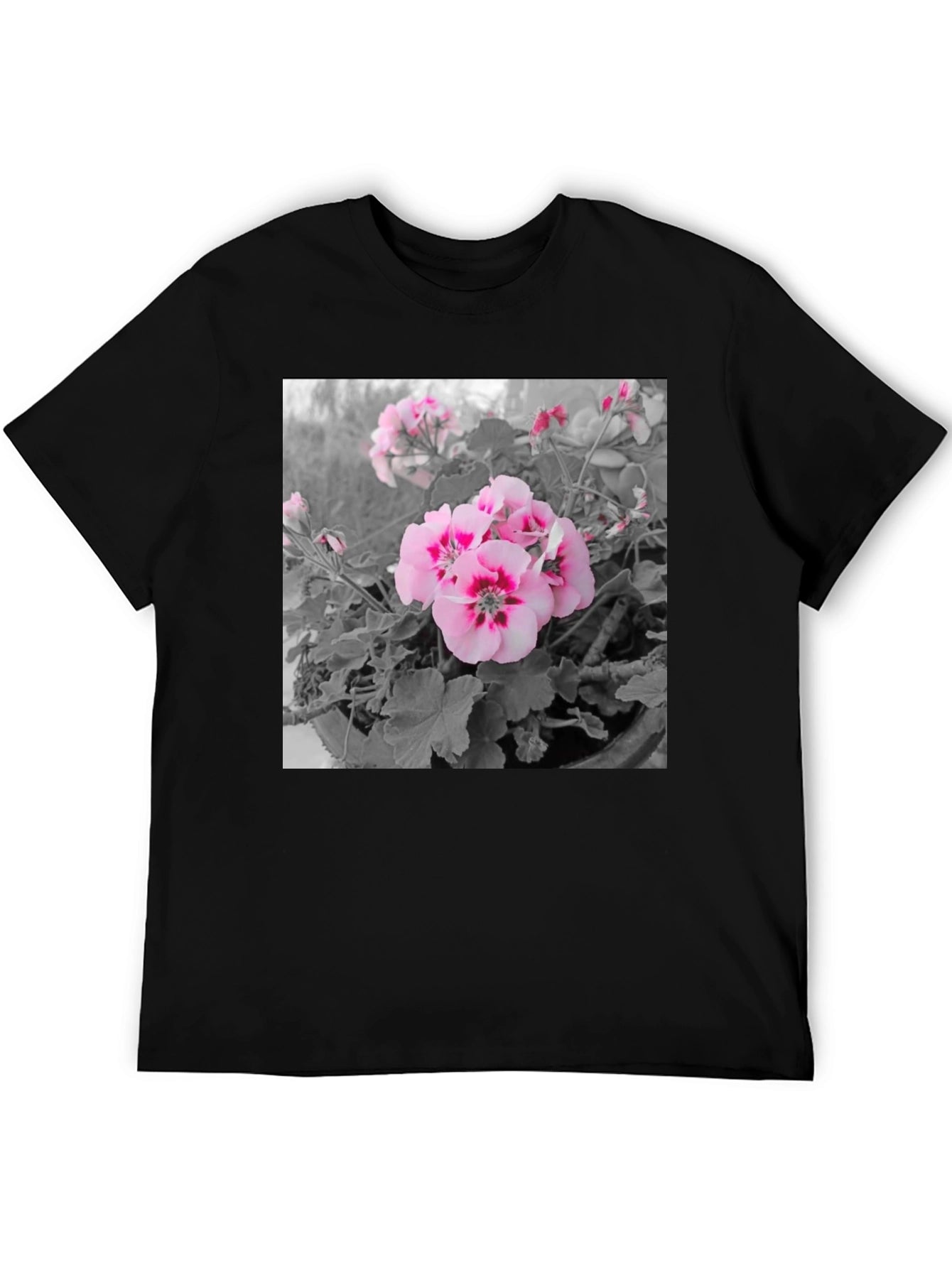 Floral Graphic Tee - Black Cotton Comfort