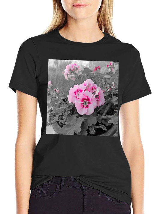 Floral Graphic Tee - Black Cotton Comfort
