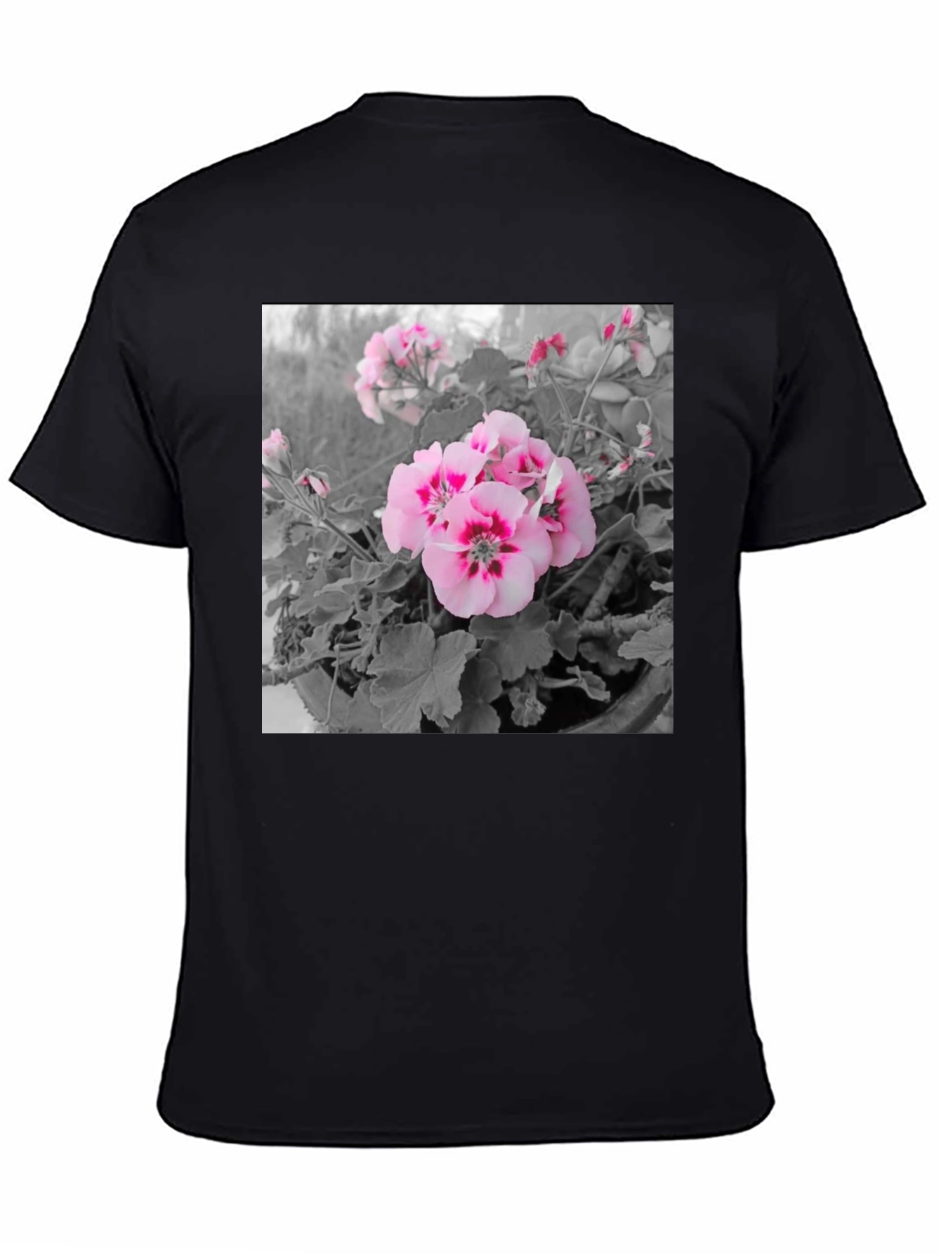 Floral Graphic Tee - Black Cotton Comfort