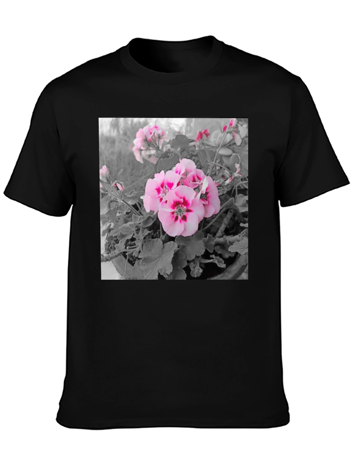 Floral Graphic Tee - Black Cotton Comfort