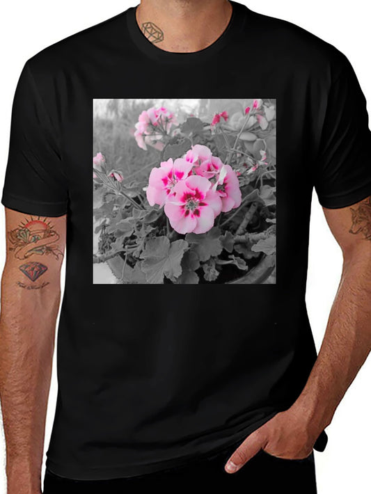 Floral Graphic Tee - Black Cotton Comfort