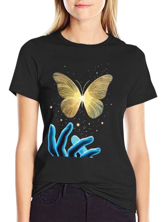 Butterfly and Hands Graphic Tee - Black