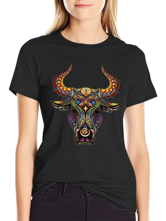 Psychedelic Bull Graphic Tee - Mens Black T-Shirt