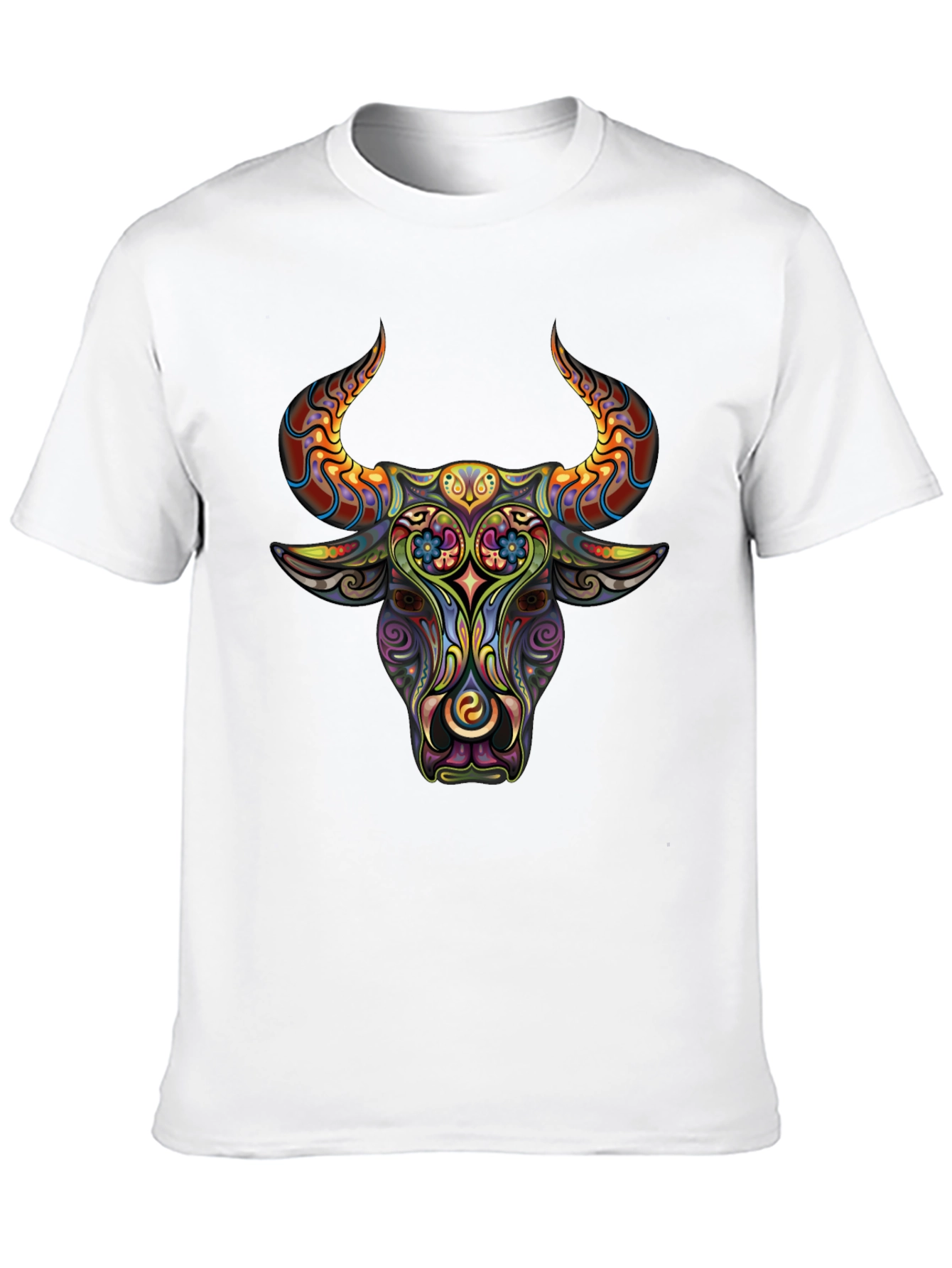 Psychedelic Bull Graphic Tee - Mens Black T-Shirt