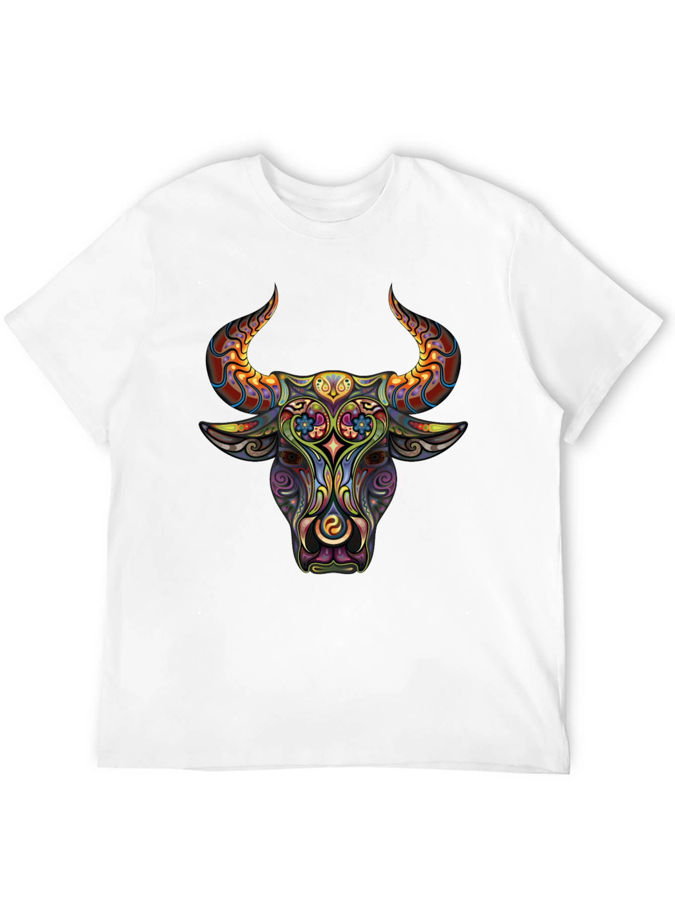 Psychedelic Bull Graphic Tee - Mens Black T-Shirt