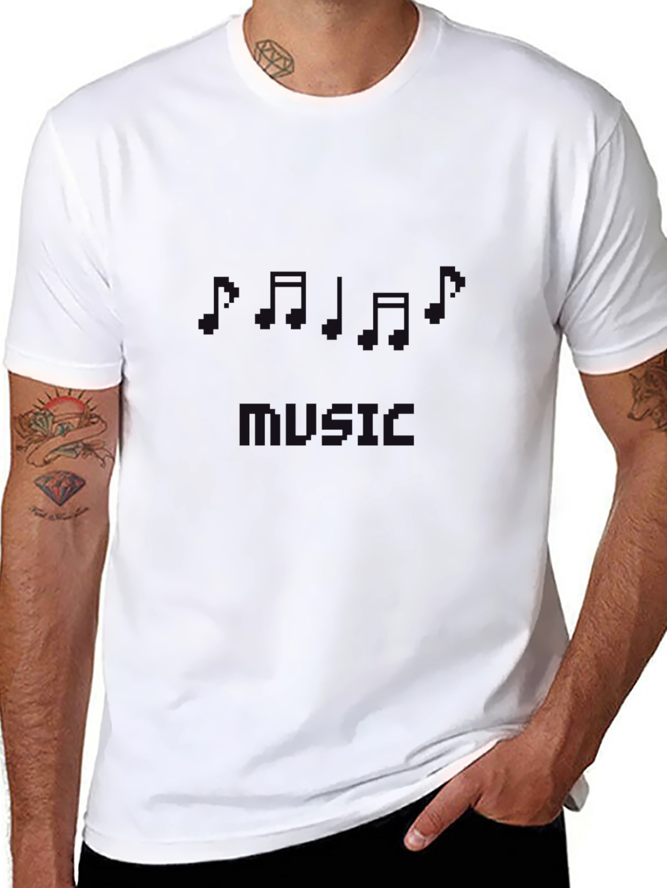Music Notes Graphic Black T-Shirt