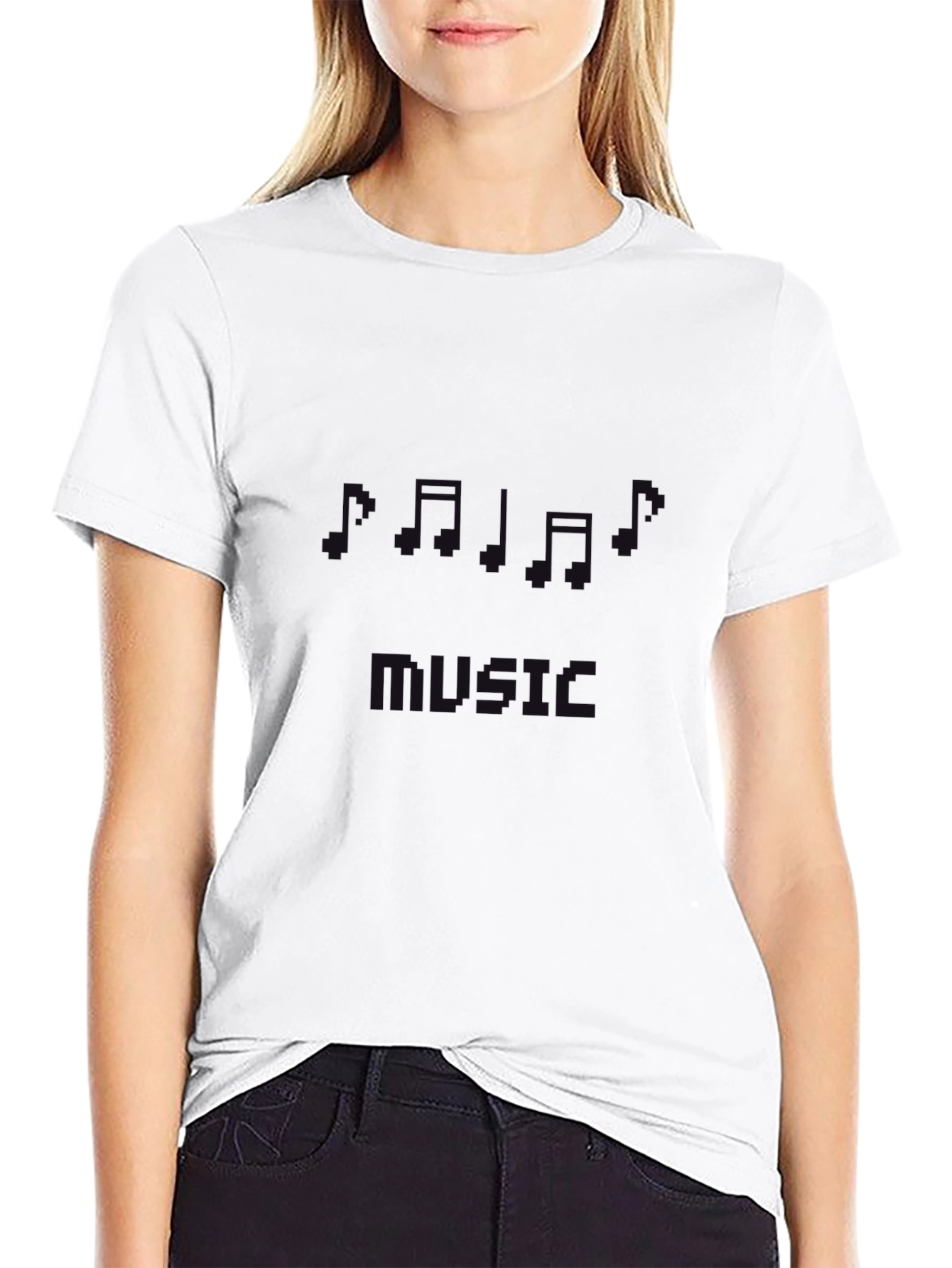 Music Notes Graphic Black T-Shirt