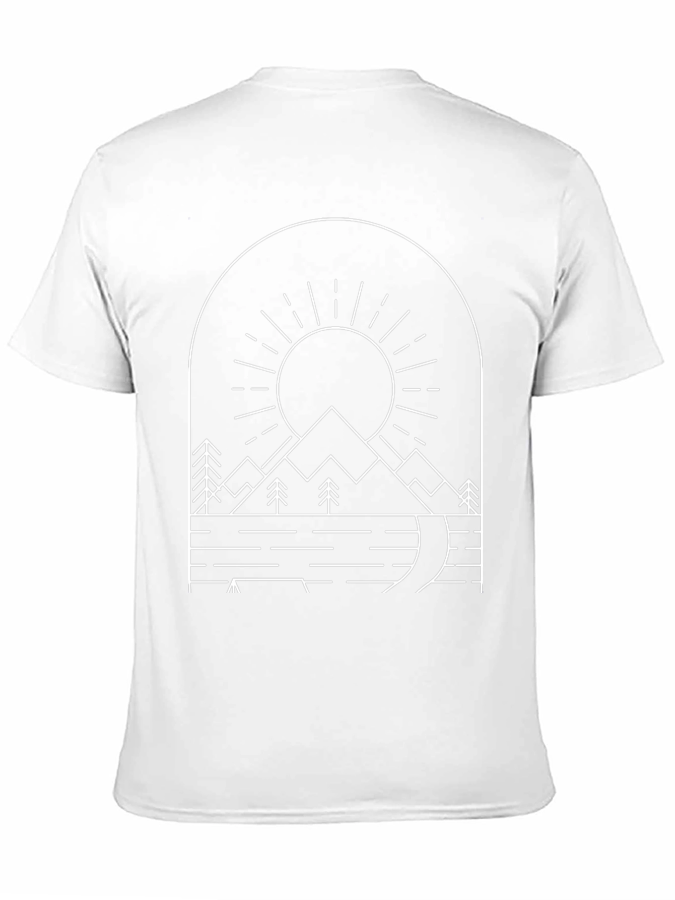 Minimalist Mountain Scene Black T-Shirt