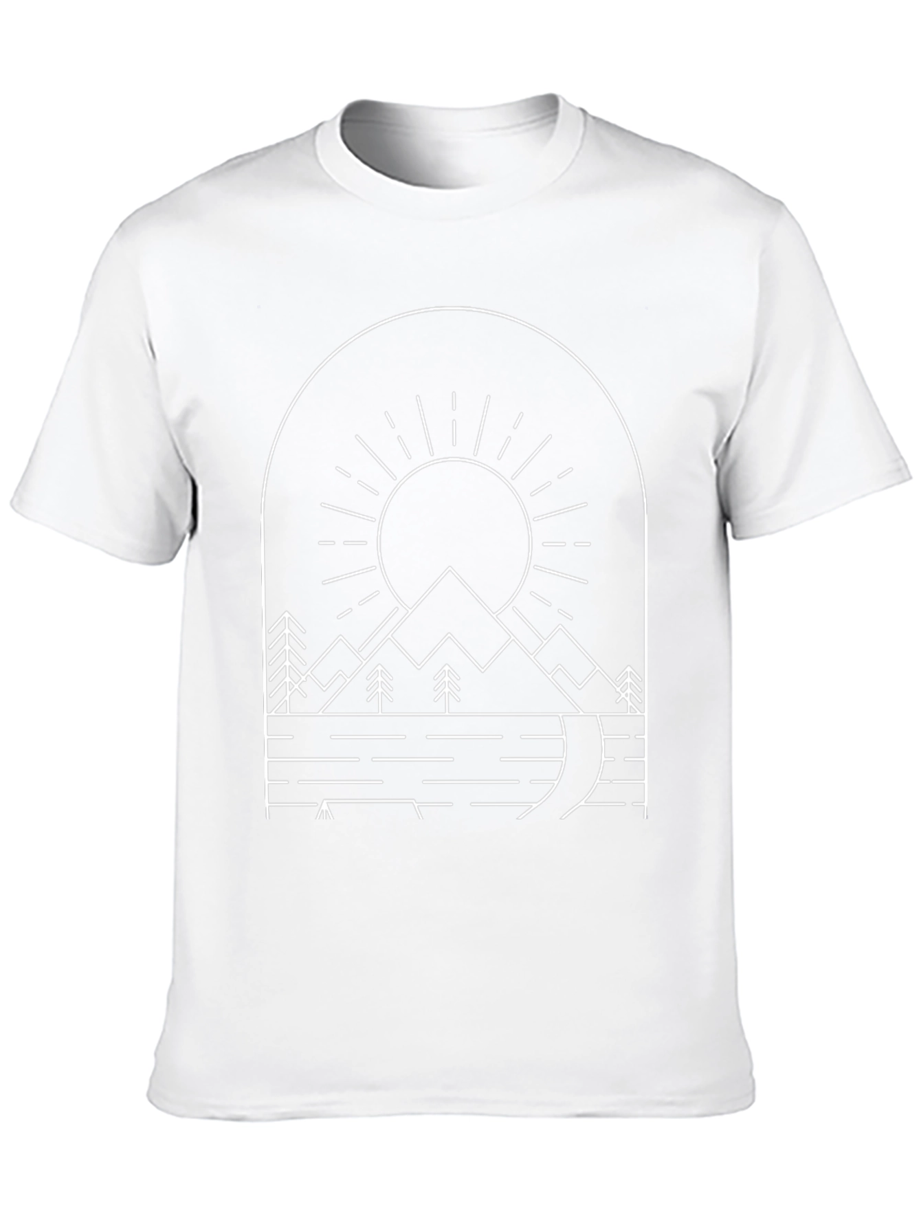 Minimalist Mountain Scene Black T-Shirt