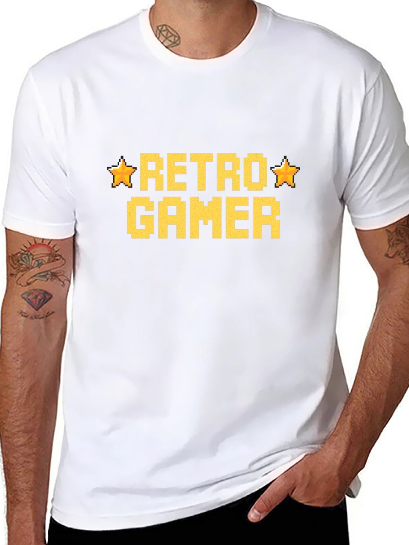 Retro Gamer Black T-Shirt - Pixelated Design