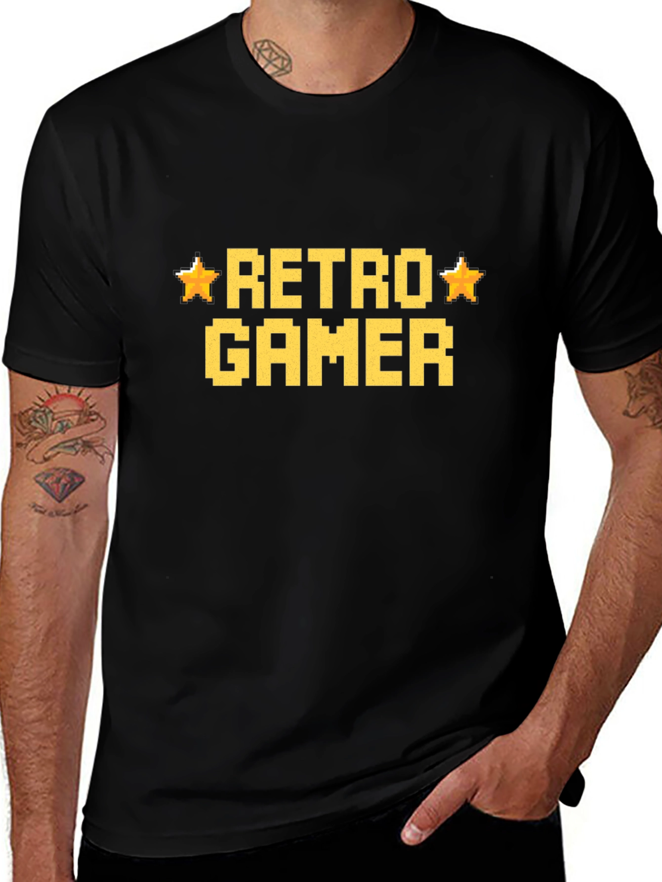 Retro Gamer Black T-Shirt - Pixelated Design