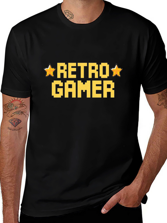 Retro Gamer Black T-Shirt - Pixelated Design