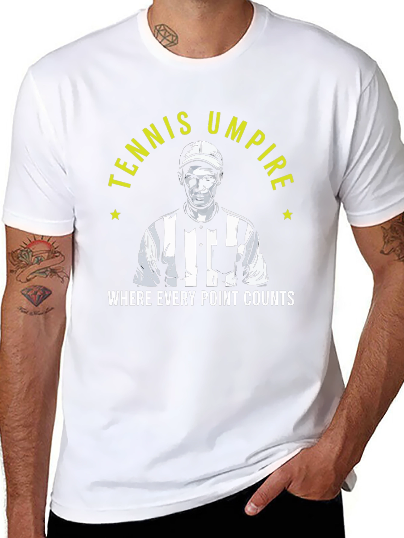 Tennis Umpire Black T-Shirt - Every Point Counts