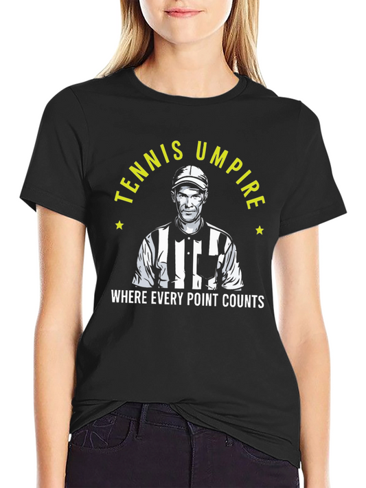 Tennis Umpire Black T-Shirt - Every Point Counts