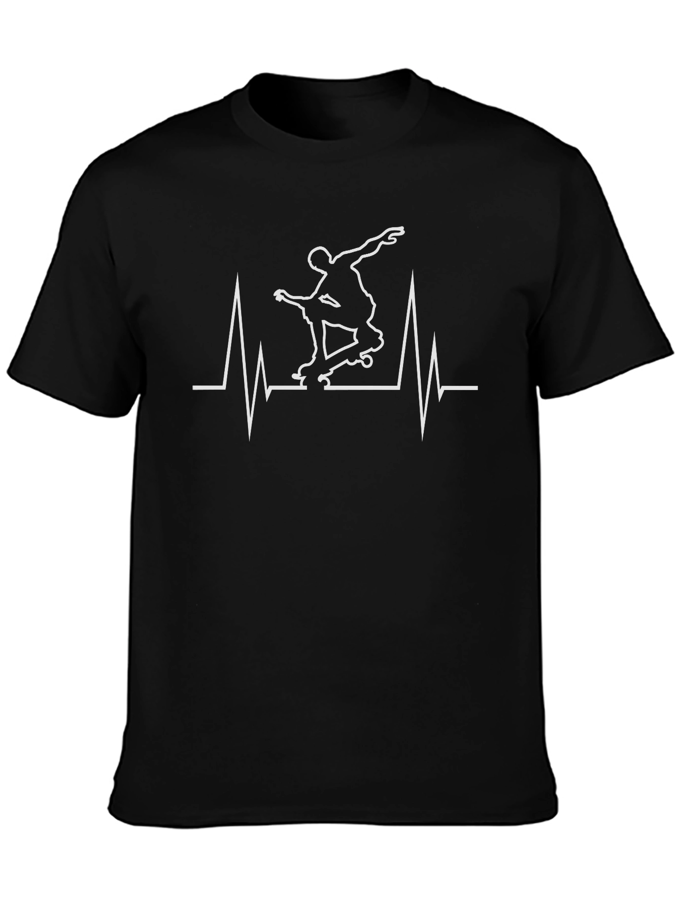 Skateboard Heartbeat Graphic Tee - Black