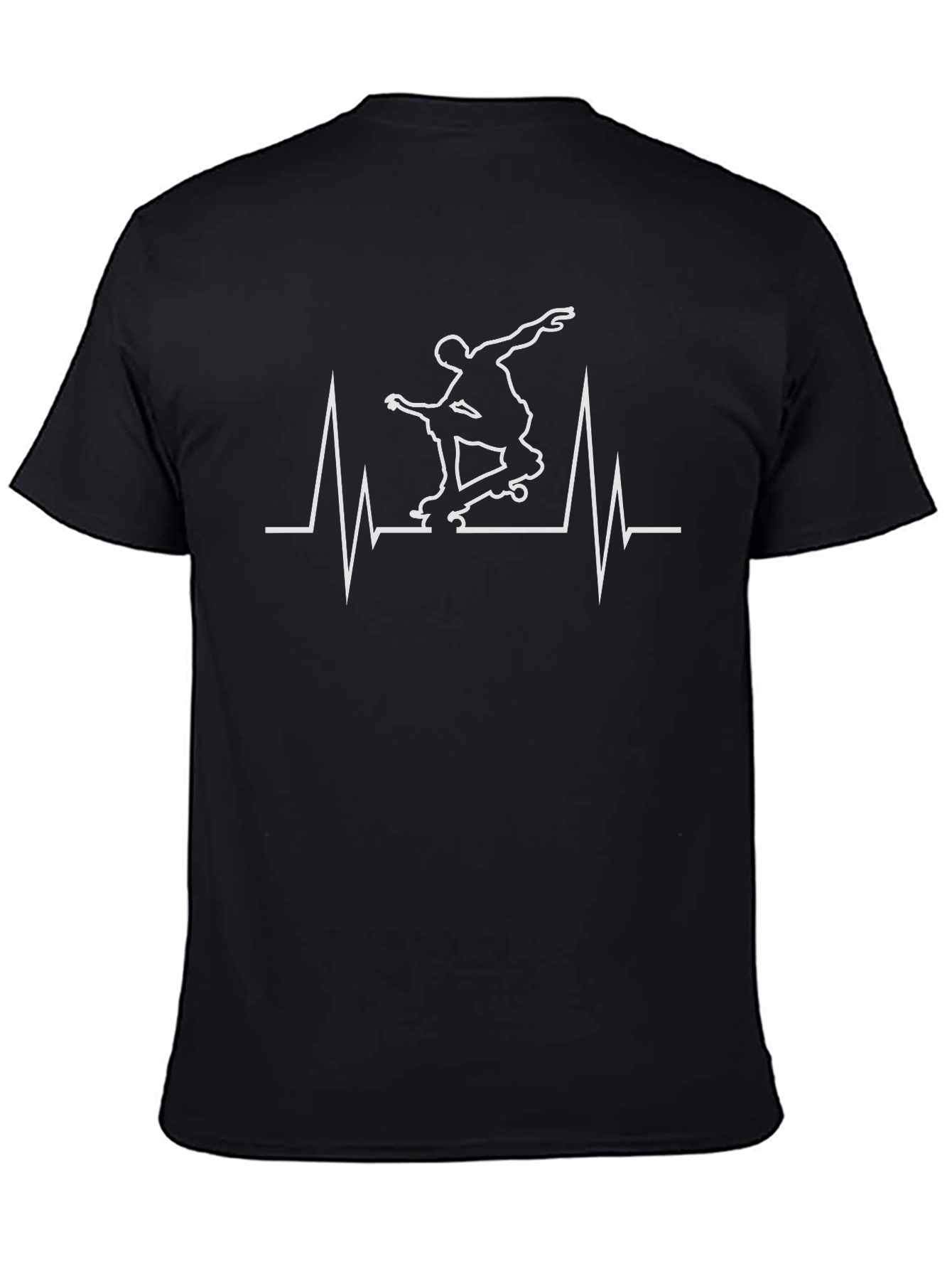 Skateboard Heartbeat Graphic Tee - Black