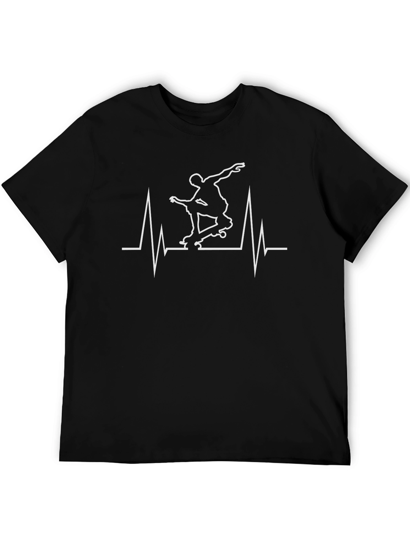Skateboard Heartbeat Graphic Tee - Black