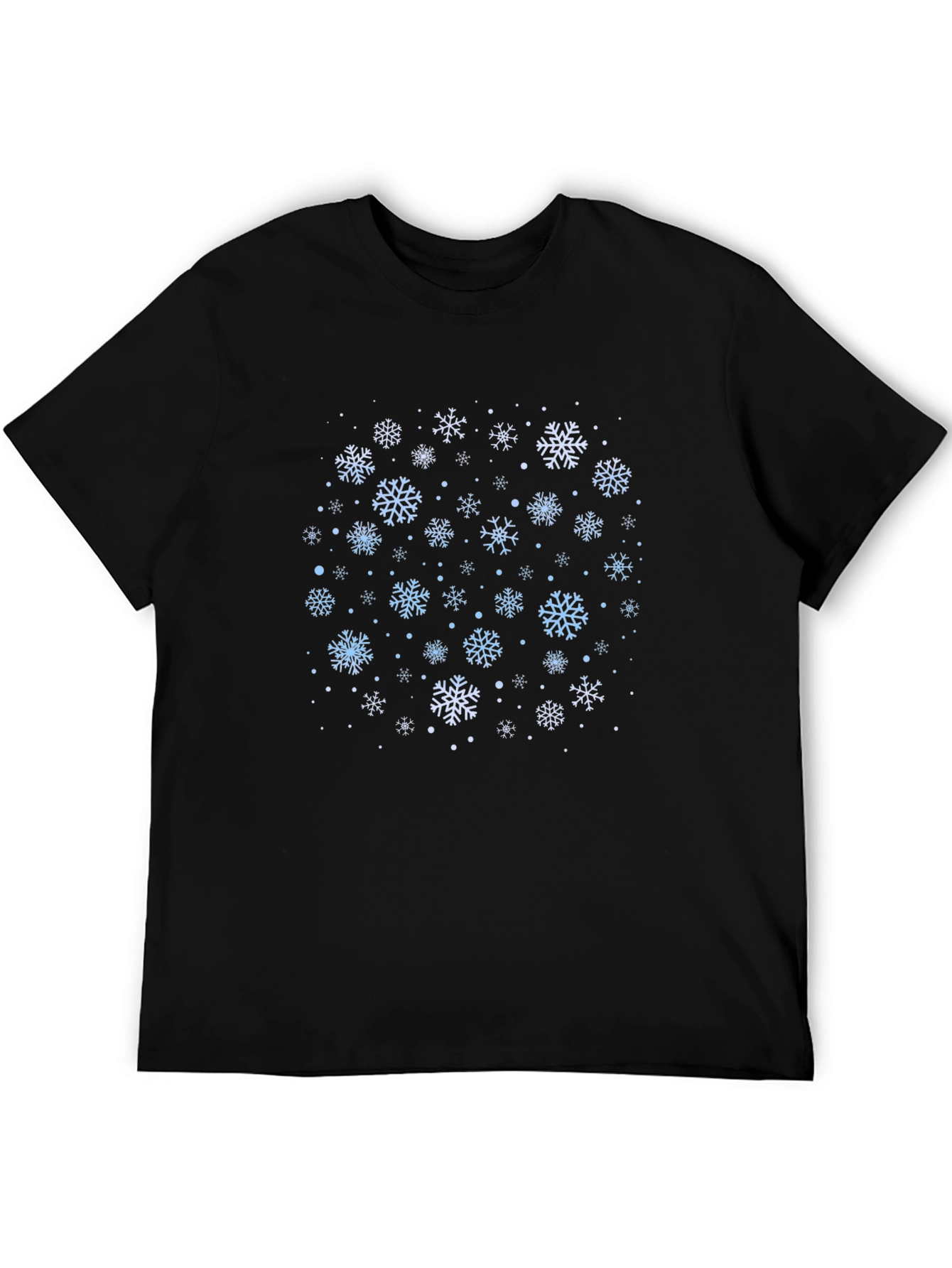 Snowflake Pattern Black T-Shirt