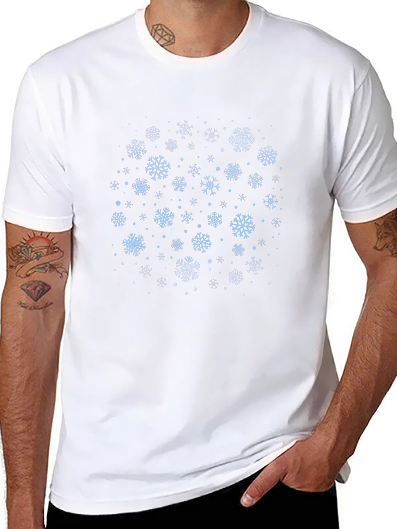 Snowflake Pattern Black T-Shirt