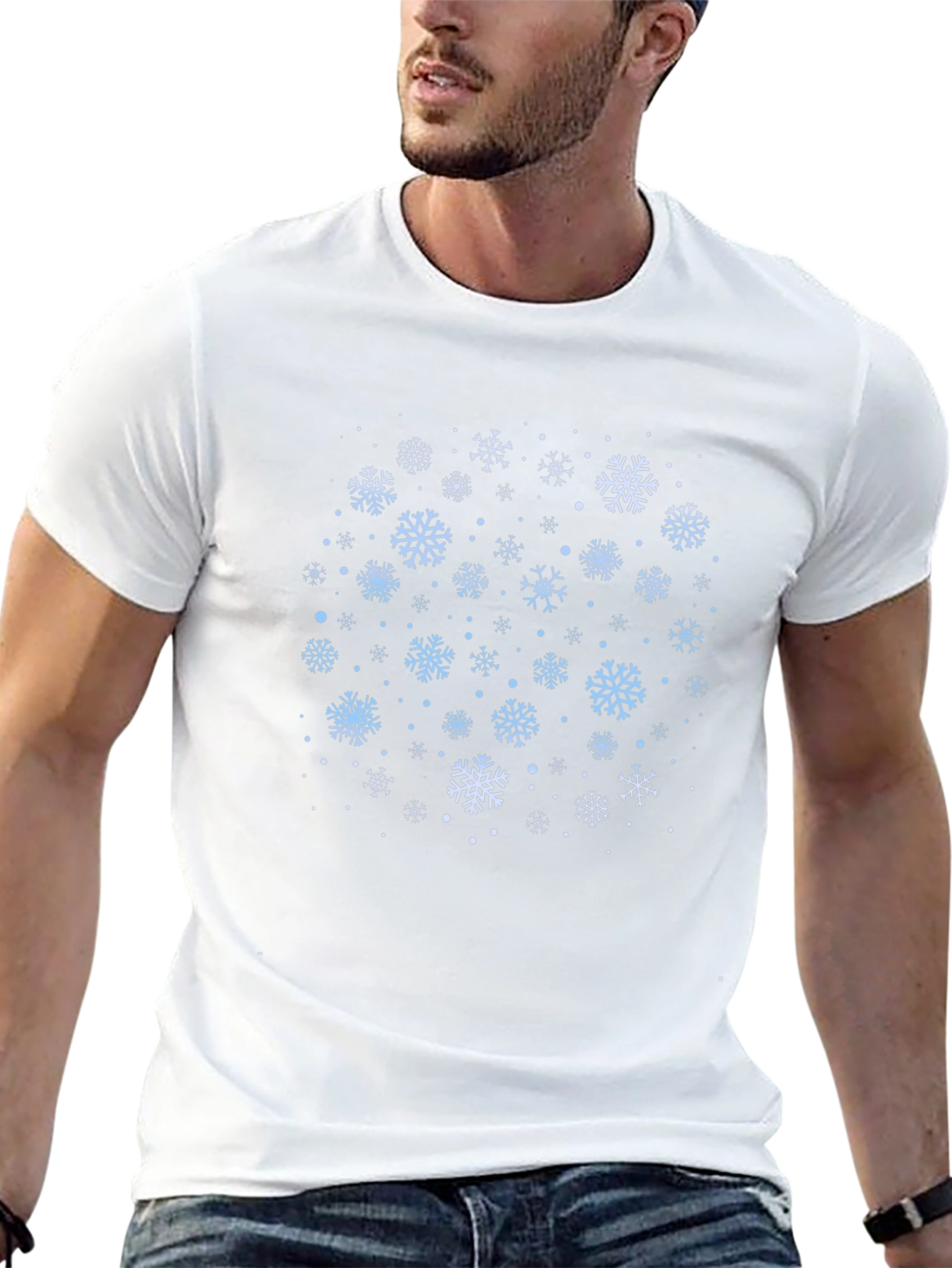 Snowflake Pattern Black T-Shirt