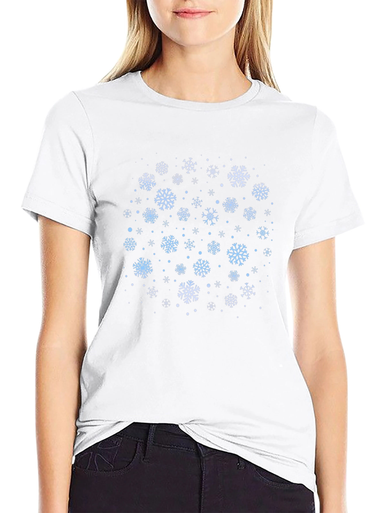 Snowflake Pattern Black T-Shirt