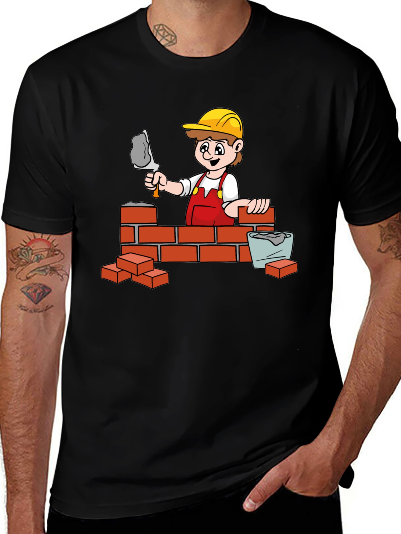 Bricklayer Cartoon Graphic Tee