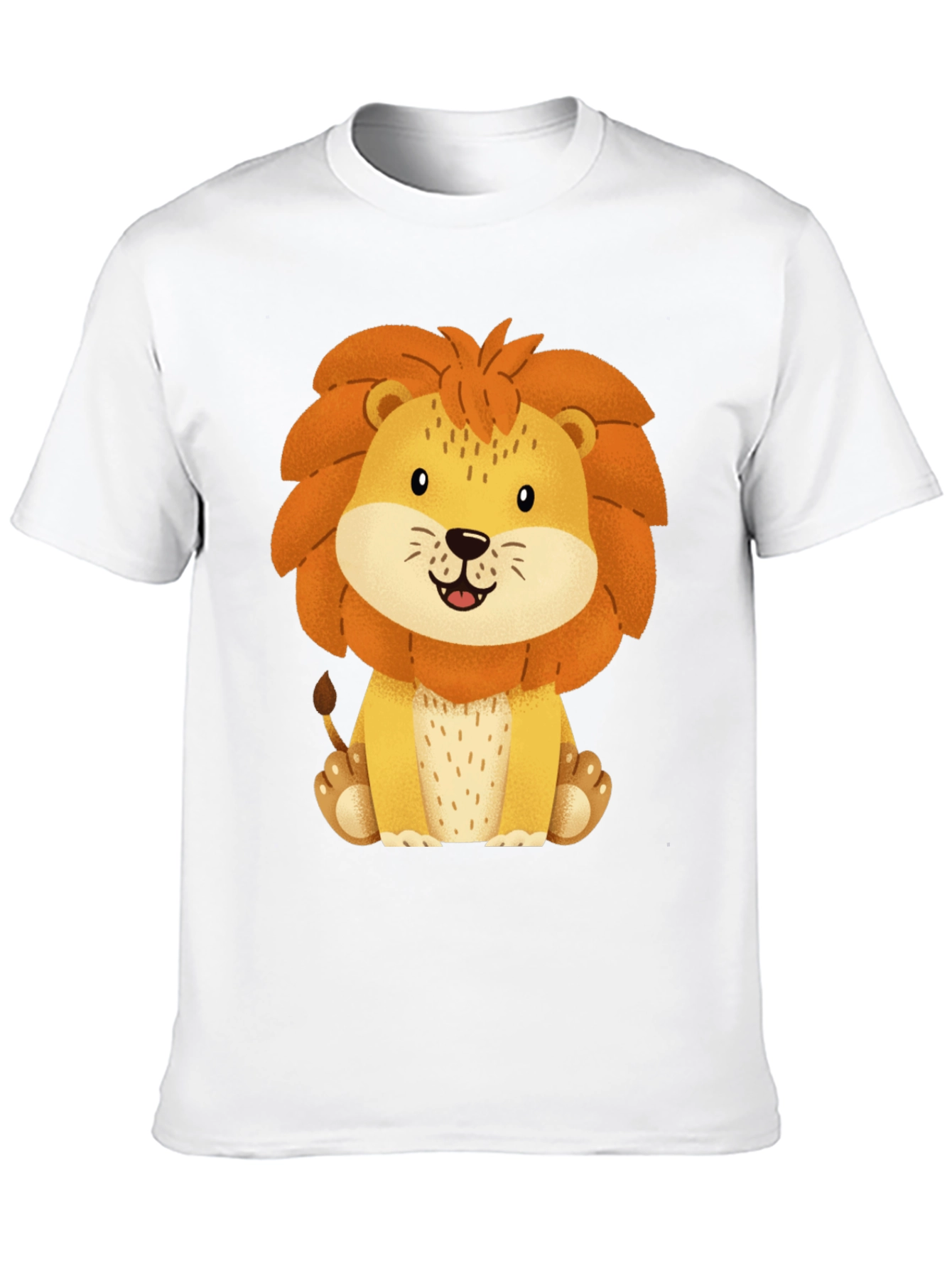 Cute Lion Graphic Tee - Black Cotton T-Shirt