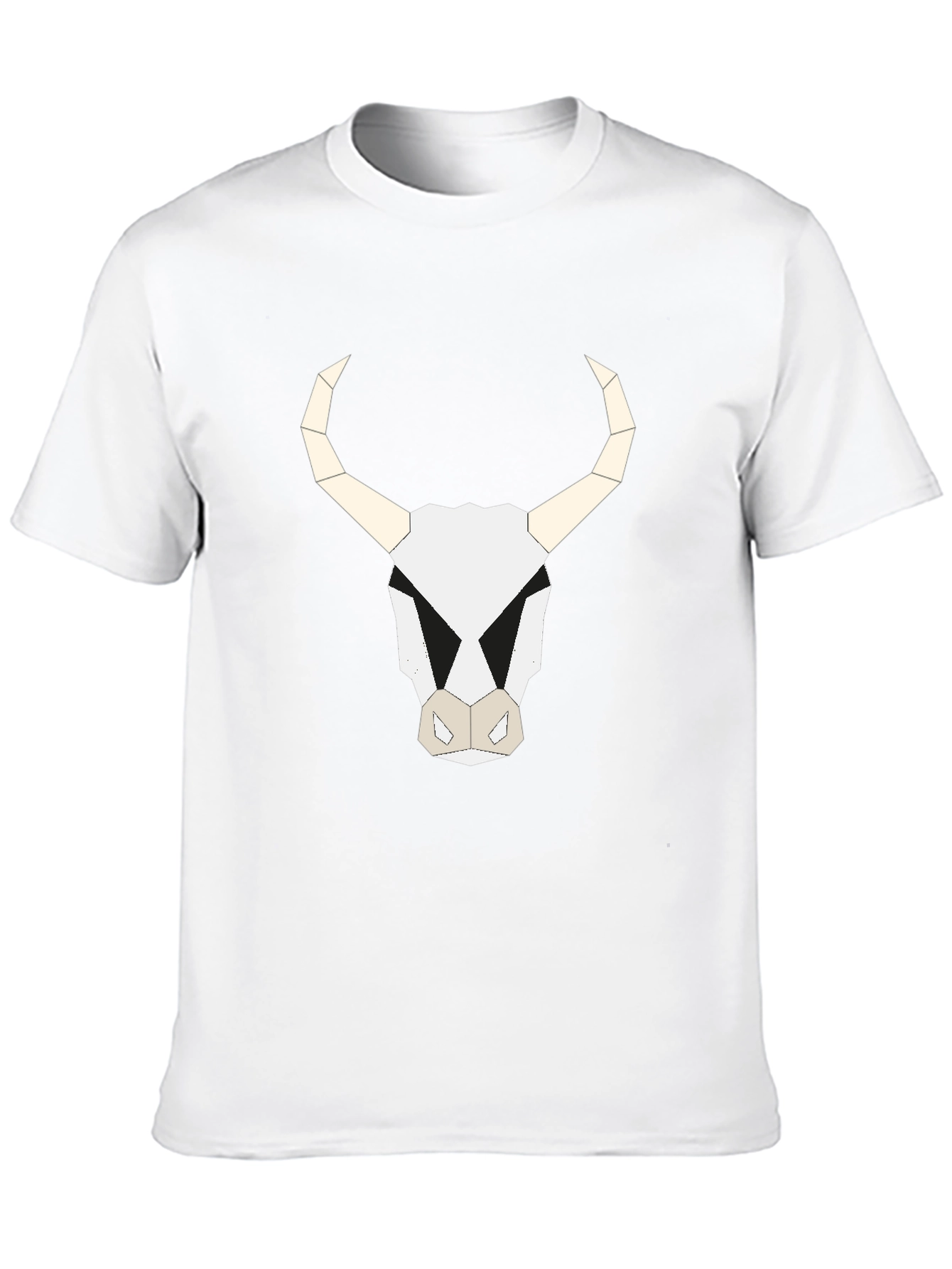 Geometric Bull Skull Graphic Tee - Black