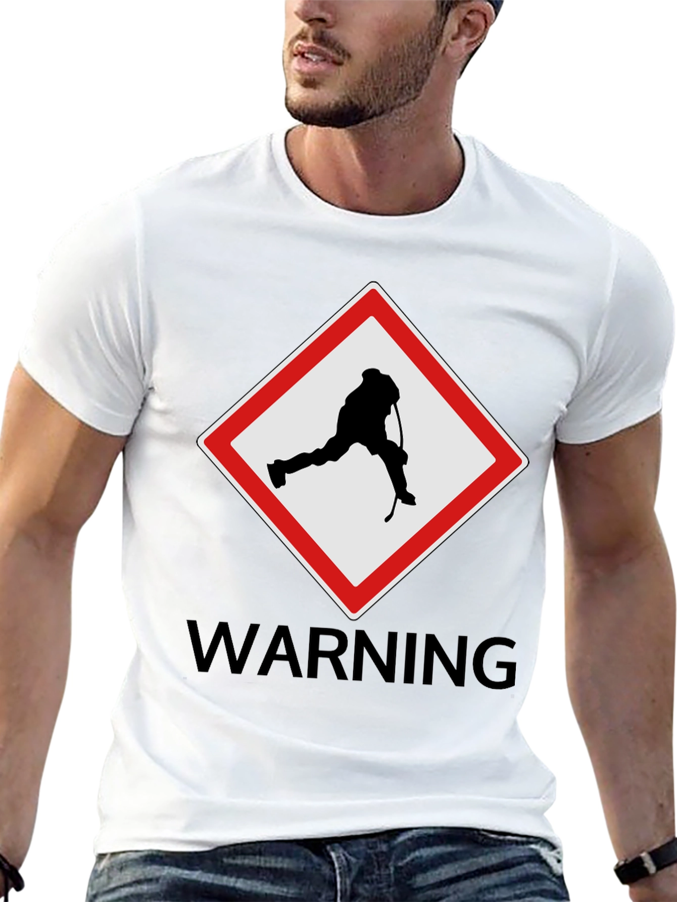 Hockey Warning Graphic Tee - Black