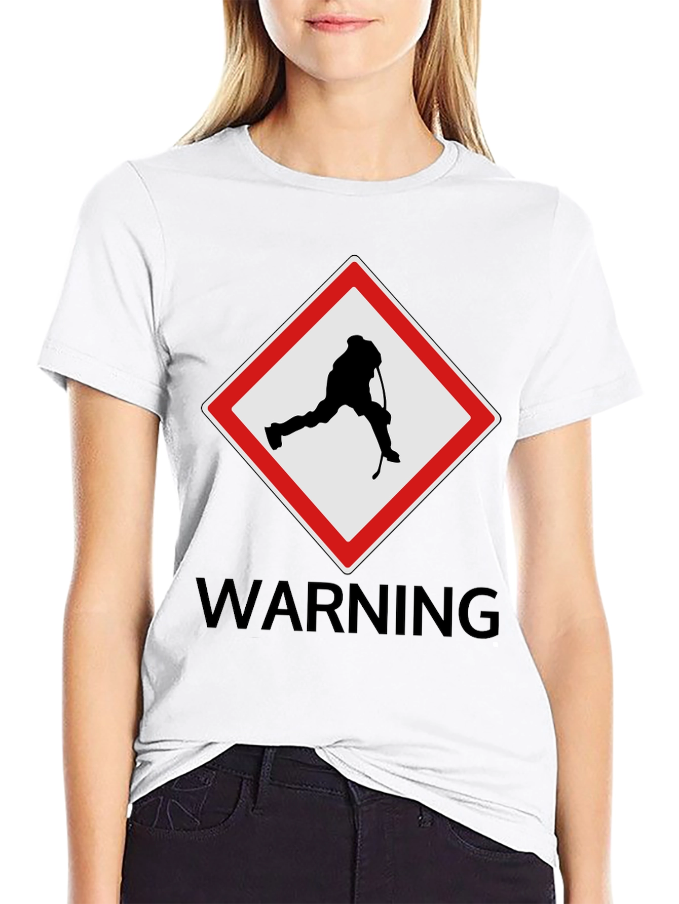 Hockey Warning Graphic Tee - Black