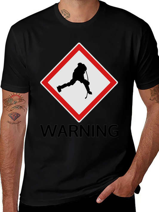Hockey Warning Graphic Tee - Black