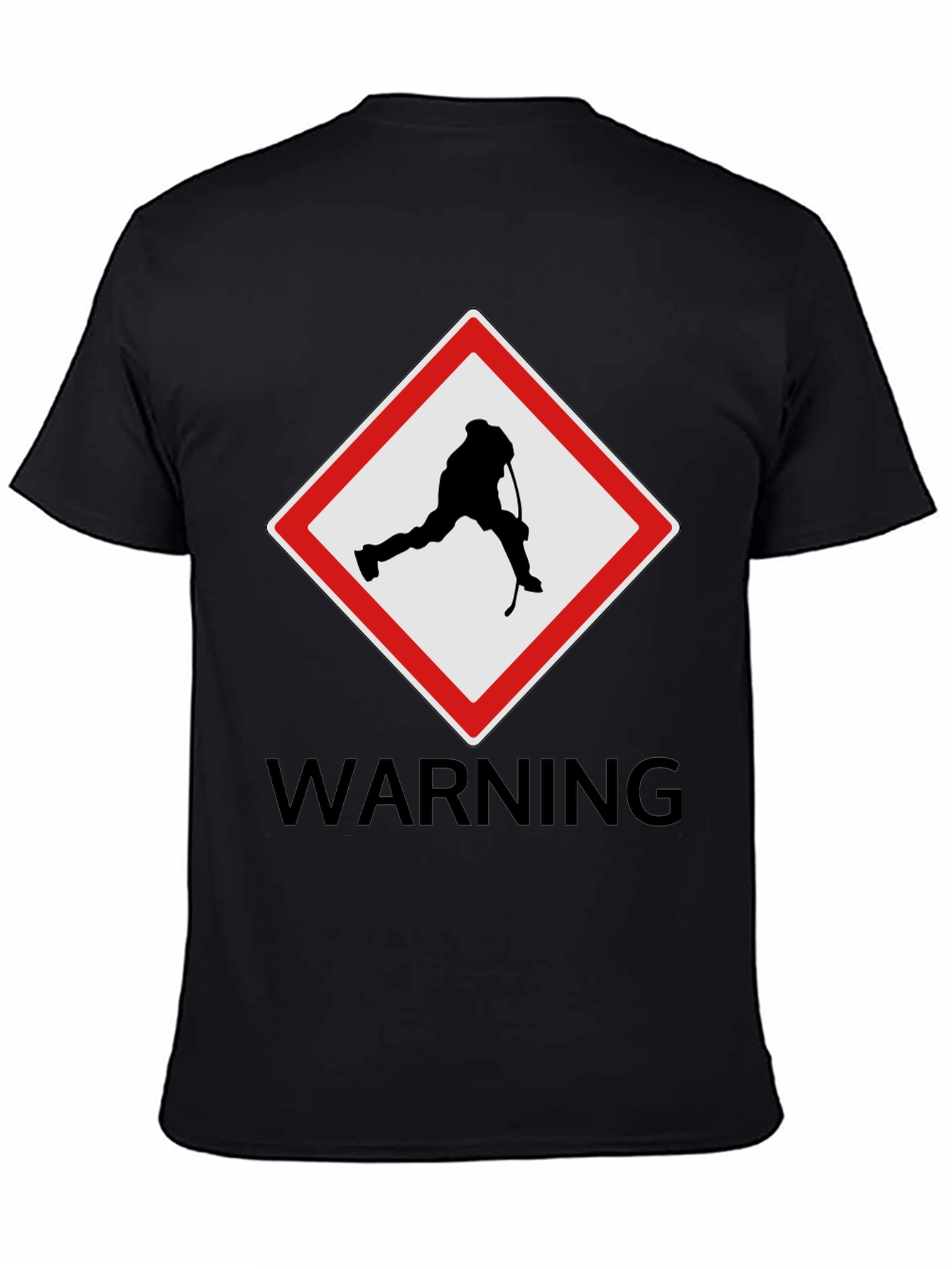 Hockey Warning Graphic Tee - Black